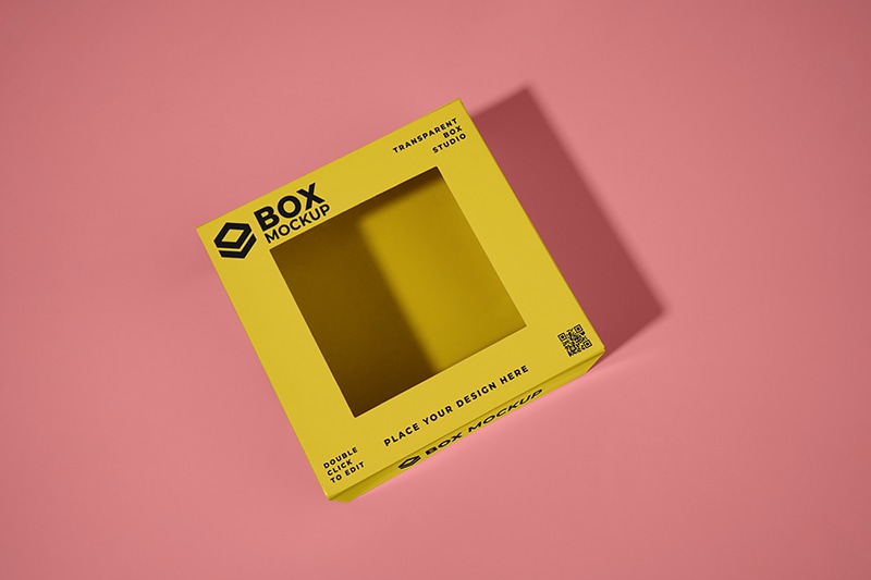 box mockup with a window